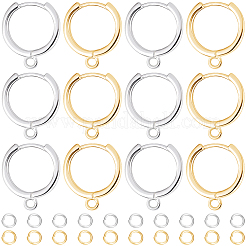 20Pcs 2 Colors Brass Huggie Hoop Earring Findings&nbsp;KK-BBC0021-38