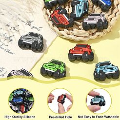 12 個 6 色のシリコン焦点ビーズ  車  ミックスカラー  21.5x29.5x8.5mm  2個/カラー&nbsp;SIL-CJ0002-65