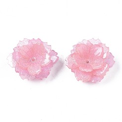 プラスチックビーズ  花  ピンク  19x20x8mm  穴：0.8mm&nbsp;KY-N015-030