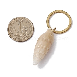 天然の巻き貝ペンダントキーホルダー  金色の真鍮キーチェーン留め具付き  シエナ  4.5~6.5cm&nbsp;KEYC-JKC00989