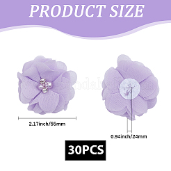 ポリエステル＆プラスチック製の模造真珠＆ラインストーンの花飾りアクセサリー30個  ドレス衣装の装飾用  ライラック  55x24mm&nbsp;DIY-SP0006-06D