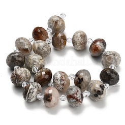 天然メキシコ瑪瑙ビーズ連売り  ロンデル  多面カット  ガラスビーズ  18x13mm  穴：1.4mm  約20個/連  14.25インチ（36.2cm）&nbsp;G-L642-I11-18x13mm