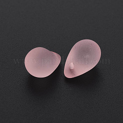 透明なアクリルパーツ  艶消し  ティアドロップ  ピンク  13x8.5mm  穴：1.6mm  約1000個/500g&nbsp;MACR-S373-67-M04
