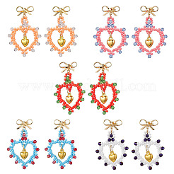 Glass Seed Beads Dangle Stud Earrings&nbsp;EJEW-MZ00396