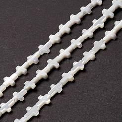 天然トロチッドシェル/トロカスシェルビーズ  クロス  貝殻色  9.5x7x2.5~3mm  穴：0.8mm  約41個/連  15.33インチ（38.95cm）&nbsp;SSHEL-O0001-22B