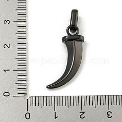 304ステンレスペンダント  ホーンチャーム  ブラック  25x15x5.5mm  穴：4x5mm&nbsp;STAS-F307-32EB