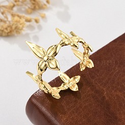Flower Brass Cuff Rings for Women&nbsp;RJEW-B119-07G