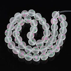 Handmade Frosted Lampwork Beads Strands&nbsp;LAMP-N021-39C