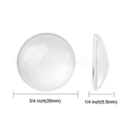 クリアガラスカボション  半円/ドーム  透明  20x5.5mm&nbsp;X-GGLA-R026-20mm