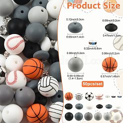 50Pcs 19 Styles Balls Silicone & Brass Rhinestone Spacer Beads Findings Kits&nbsp;DIY-FS0010-48