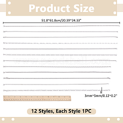 12Pcs 12 Styles 304 Stainless Steel Chain Necklaces&nbsp;NJEW-PH0001-43