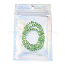 長方形のジッパー付きプラスチック製グリッターホログラフィックバッグ  再封可能なバッグ  透明  12x7.5cm  穴：6mm  片側の厚さ：2.3ミル（0.06mm）&nbsp;OPP-YWC0001-7X12