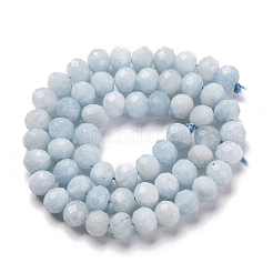 天然石アクアマリンビーズ連売り  多面カット  ロンデル  8x6mm  穴：1mm  約63~64個/連  14.96''~15.35''（38~39センチメートル）&nbsp;G-K380-A50-01