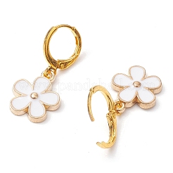 女性用合金エナメルイヤリング  花  ゴールドカラー  28.5x13mm&nbsp;EJEW-JE05802