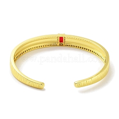 Brass Micro Pave Clear Cubic Zirconia Open Cuff Bangles&nbsp;BJEW-Z061-09A