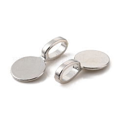 合金グルーオンフラットパッドベイル  フラットラウンドペンダントベイル  プラチナ  18x9x1~5.5mm  穴：6x3.5mm&nbsp;PALLOY-K005-03P