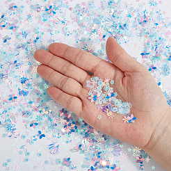 100g 蓄光レーザーPETプラスチックネイルスパンコール  ネイルアートの装飾の付属品  混合図形  カラフル  4~14x4~12.5x0.2~4mm  穴：1~1.2mm&nbsp;MRMJ-ME0001-08