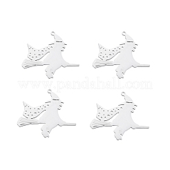 変色しない201ステンレススチールペンダント  魔女  ステンレス鋼色  31x35x1mm  穴：1.4mm&nbsp;STAS-N090-LA903-1