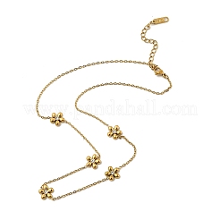 304 Stainless Steel Crystal Rhinestone Flower Link Chain Necklaces for Women&nbsp;NJEW-A059-02G