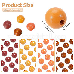 160Pcs 4 Colors Spray Painted Wood European Beads&nbsp;WOOD-GL0001-20