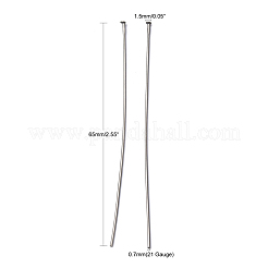 変色しにくい304ステンレススチール製フラットヘッドピン  ステンレス鋼色  65x0.7mm  21ゲージ  ヘッド：1.5mm&nbsp;X-STAS-R046-65mm