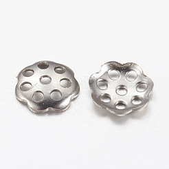 変色しにくい304ステンレススチールビーズキャップ  マルチ花弁  花  6x6x1mm  穴：1mm  約103個/5g&nbsp;X-STAS-I009-03