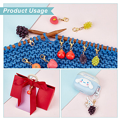 Resin Imitation Fruit Theme Stitch Markers&nbsp;HJEW-AB00185