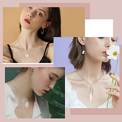 DIY 宝石ネックレス メイキング キット  天然ローズクォーツのティアドロップ＆ブレット＆ハートペンダントを含む  304ステンレススチールアズキチェーンネックレス  6個/箱&nbsp;DIY-SC0019-16