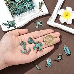 50pcs10スタイルチベットスタイルアロイペンダント  混合図形  13.5~36.5x5.5~30x3.5~6.5mm  穴：1.8~3.5mm  5個/スタイル&nbsp;FIND-CJ0004-28