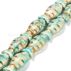 合成ターコイズビーズ連売り  魚  染め  スプレー塗装  ターコイズ  24x11.5~12x7mm  穴：1.2mm  約17個/連  15.16''（38.5センチメートル）&nbsp;TURQ-F019-01I