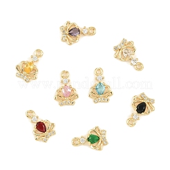 16Pcs 8 Colors Brass Micro Pave Cubic Zirconia Pendants&nbsp;KK-YW0004-15