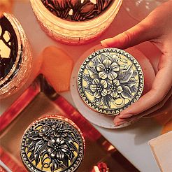 2色合金カバー2個  植物学の模様で  香炉用  花の丸  カドミウムフリー＆鉛フリー  ミックスカラー  7.9~7.95x22.5~2.5cm  内径：6.75~6.9のCM&nbsp;FIND-GF0003-48