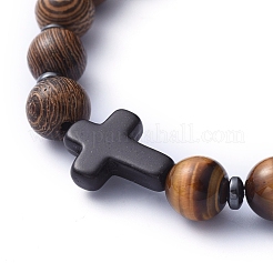 Natural Wood Beads Stretch Bracelets&nbsp;BJEW-JB05231-05