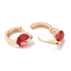 Rack Plating Brass Micro Pave Red Cubic Zirconia Hoop Earrings&nbsp;LS-EJEW-P238-11KCG