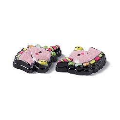 オペーク樹脂カボション  ユニコーン  ピンク  22.5x17.5x5mm&nbsp;RESI-C027-05A