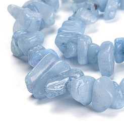 染め加工天然のアクアマリンビーズ連売り  チップ  3~16x3~8mm  穴：0.7mm  80~81cm&nbsp;G-G011-12