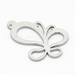 変色しにくい304ステンレススチールペンダント  蝶  ステンレス鋼色  15x20x1mm  穴：0.5mm&nbsp;LS-STAS-T008-005
