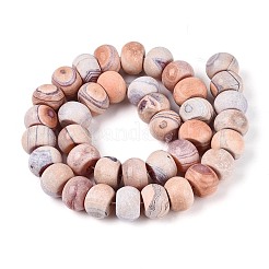 染め加工天然石瑪瑙ビーズ連売り  ロンデル  艶消し  ダークサーモン  9~10x13.5~15mm  穴：1~1.2mm  約37~40個/連  13.39~14.57''（34~37センチメートル）&nbsp;G-T144-26C