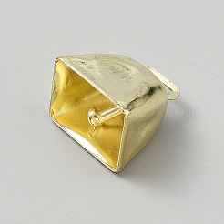 アイアン製ペンダント  スクエアベル  ゴールドカラー  25x25x20mm  穴：10x3mm&nbsp;IFIN-WH0065-50G