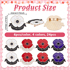 24Pcs 4 Colors Lest We Forget Poppy Enamel Broochs&nbsp;JEWB-GA0001-50