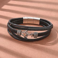 Braided Microfiber Leather Multi-strand Bracelets&nbsp;BJEW-Q010-04A