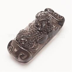 刻まれた天然な黒曜石のリンクコネクター  パイ秀  38x16x13mm  穴：2mm&nbsp;G-G660-63