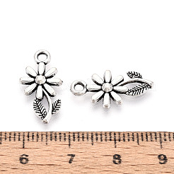合金のチベット風チャーム  花のチャーム  アンティークシルバー  19x9.5x2mm  穴：1.8mm  約1818個/1000g&nbsp;PALLOY-T093-25AS