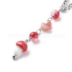 Mushroom Handmade Lampwork Pendant Decorations&nbsp;HJEW-JM00754