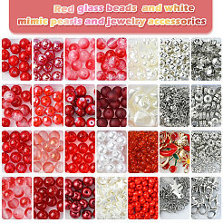 DIY Alloy Enamel & Glass & CCB Plastic Bracelets Jewelry Making Kits&nbsp;DIY-FS0007-51