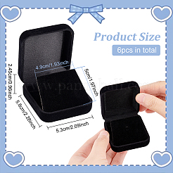 スクエアベルベットメダル収納ボックス  記念コインホルダー  ブラック  5.8x5.3x2.45cm  内径：5x4.9のCM&nbsp;CON-WH0087-88