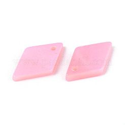 スプレー塗装された天然淡水シェルペンダント  菱形チャーム  パールピンク  14~17.5x9~10x1.5~2mm  穴：1.2mm&nbsp;BSHE-T014-07E