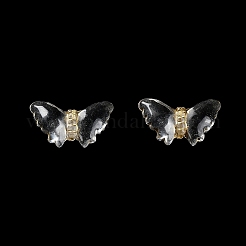 メッキクリアアクリルビーズ  ゴールドライン入り  蝶  透明  9.5x16.5x5mm  穴：1.5mm  約1260個/500g&nbsp;OACR-G016-12