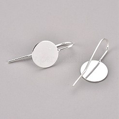 真鍮のピアスフック  ニッケルフリー  銀  トレイ：10mm  24x10x0.5mm  ピン：0.7mm&nbsp;X-KK-A093-S-NF