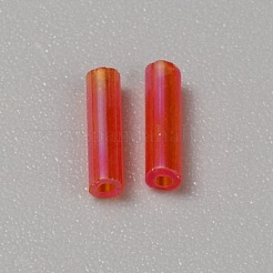 300 個の透明なガラスの丸いラッパ ビーズ  丸い穴  レッド  6~7x2mm  穴：0.8~0.9mm&nbsp;GLAA-WH0015-74F